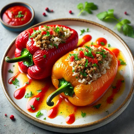Пълнени чушки с кайма и ориз 300 гр.